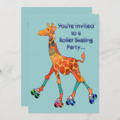 Roller Skaten Party Giraffe Einladung (Vorne/Hinten)