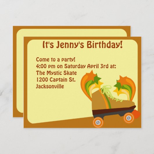 Roller Skaten Party Time Einladung (Vorne/Hinten)