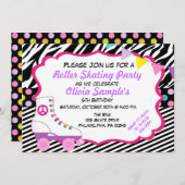 Roller Skaten Party Zebra Geburtstag Einladung (Vorne/Hinten)