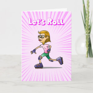 Roller Skaten Pink Geburtstagsparty Einladung