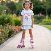 Roller Skaten Pink Heart Girl's Birthday Party T-Shirt