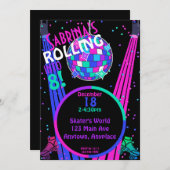 Roller Skaten Rink DJ Dance Party Einladung (Vorne/Hinten)