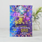 Roller Skaten Roll Disco Neon Pink Glow Einladung (Stehend Vorderseite)