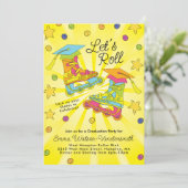 Roller Skaten Roller Blade Graduation Party Einladung (Stehend Vorderseite)