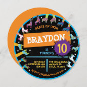 Roller Skaten SKATE Geburtstagsparty Einladung (Vorne/Hinten)