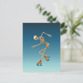 Roller Skaten Skeleton Blues Postkarte (Stehend Vorderseite)