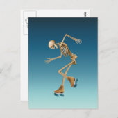 Roller Skaten Skeleton Blues Postkarte (Vorne/Hinten)