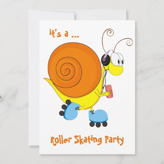 Roller Skaten Snail Roller Skaten Party Einladung (Vorderseite)