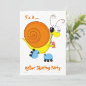 Roller Skaten Snail Roller Skaten Party Einladung (Stehend Vorderseite)