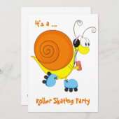 Roller Skaten Snail Roller Skaten Party Einladung (Vorne/Hinten)