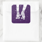 Roller Skaten Space Universe Szene. Quadratischer Aufkleber (Tasche)