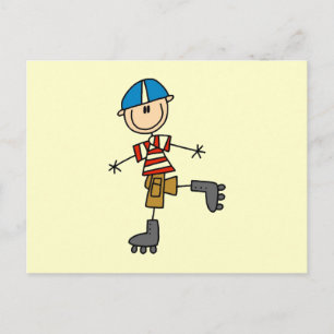 Roller-Skaten-Strichmännchen Postkarte