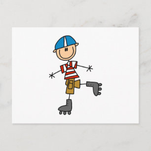 Roller-Skaten-Strichmännchen Postkarte