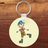 Roller-Skaten-Strichmännchen Schlüsselanhänger (Vorderseite)