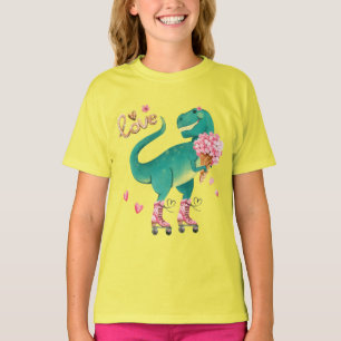 Roller Skaten T-rex in Liebe T-Shirt