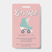 Roller Skaten VIP Geburtstagsparty Einladung Ausweis (Back)