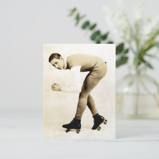 Roller-Skater der 1920er Jahre Postkarte (Stehend Vorderseite)