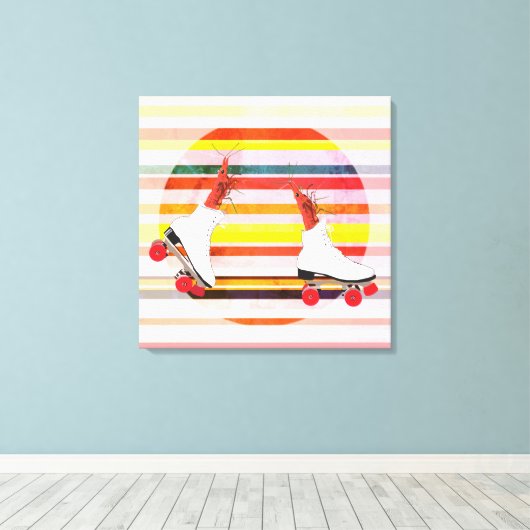 Roller Skaters Garnelen & Streifen Wand Kunst (Insitu (Holzboden))