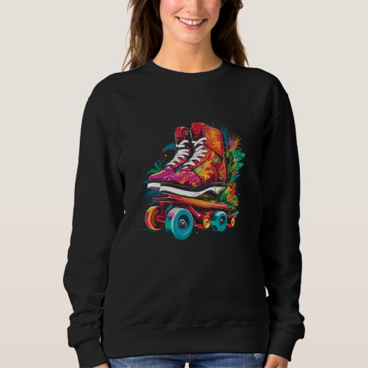 Roller Skates Cartoon Style Indoor Sport Sweatshirt (Vorderseite)