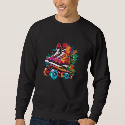 Roller Skates Cartoon Style Indoor Sport Sweatshirt (Vorderseite)