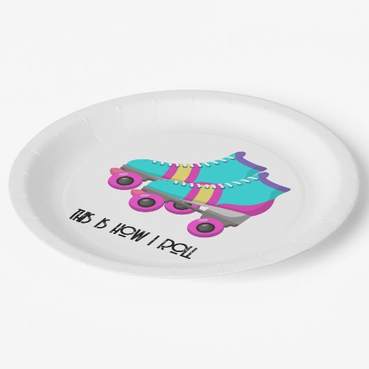 Roller Skates Pappteller (Schrägansicht)