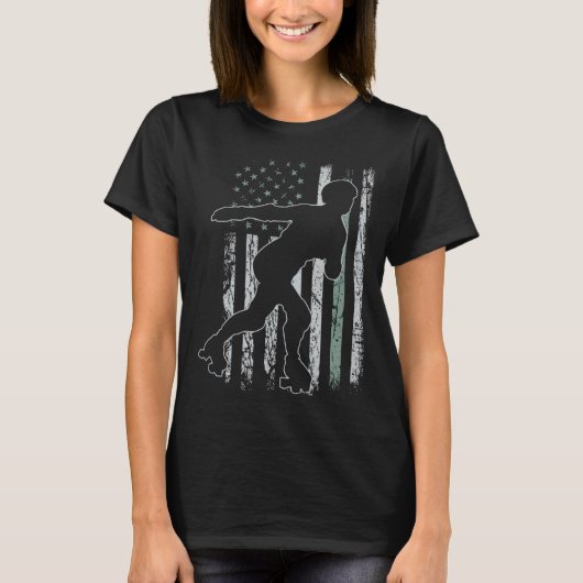Roller Skates Retro USA Flag Skate 4th of July T-Shirt (Vorderseite)