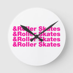 & Roller Skates Runde Wanduhr