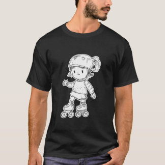 Roller Skating Girl Cartoon Style for Girls T-Shirt
