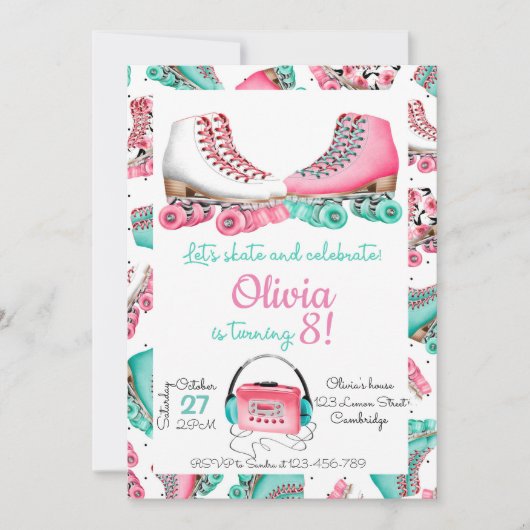 Roller Skating Invitation, Roller Skating Invite, Einladung (Vorderseite)
