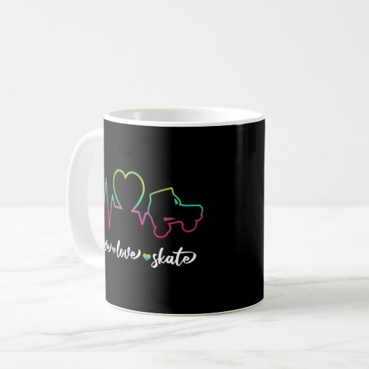 Roller Skating Live Love Skate Heartbeat Heart Tie Kaffeetasse (Vorderseite Links)