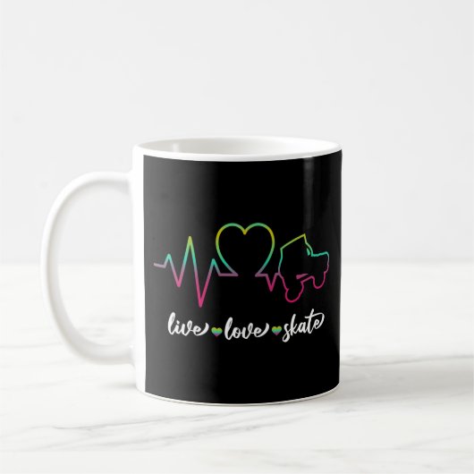 Roller Skating Live Love Skate Heartbeat Heart Tie Kaffeetasse (Links)