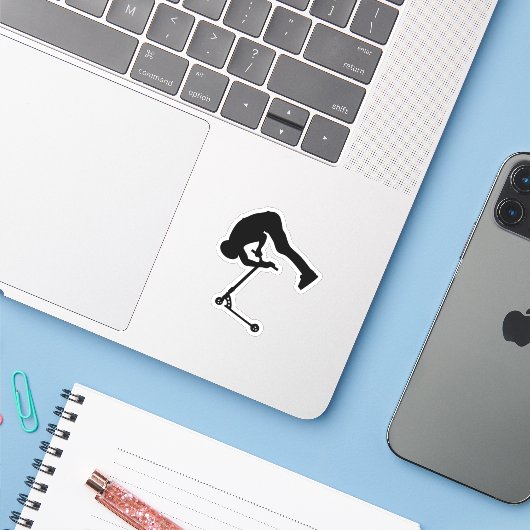 Roller-Trick-Rückflip Aufkleber (Laptop mit iPhone)