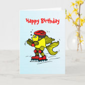 Rollerblade Fish lustige Skaten-Cartoons Karte (Gelbe Blume)