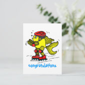 Rollerblade Fish lustige Skaten-Cartoons Postkarte (Stehend Vorderseite)