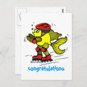 Rollerblade Fish lustige Skaten-Cartoons Postkarte (Vorne/Hinten)