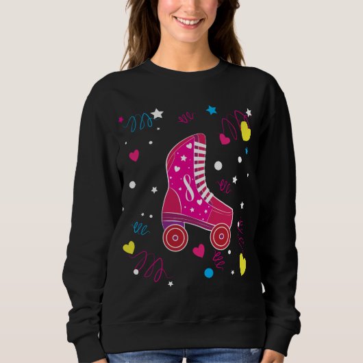 Rollerblade-rosa Rollen-Skate-Rollen-Skaten Sweatshirt (Vorderseite)
