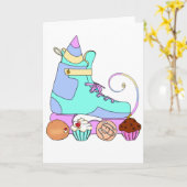 Rollerblade Skate Birthday Cake Card Blue Karte (Gelbe Blume)