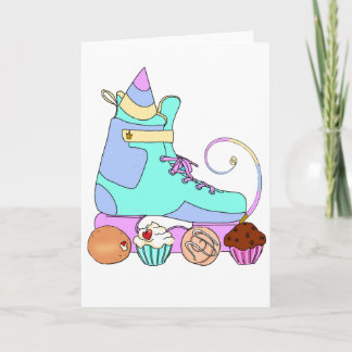 Rollerblade Skate Birthday Cake Card Blue Karte