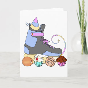Rollerblade Skate Geburtstagsparty Cake Card Black Karte