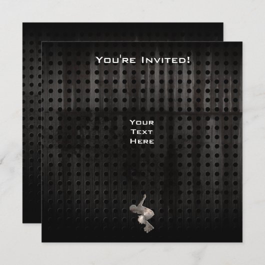 Rollerblading; Cooles Schwarzes Einladung (Vorne/Hinten)