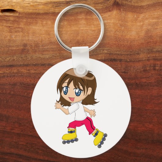 Rollerblading Girl Schlüsselanhänger (Vorderseite)