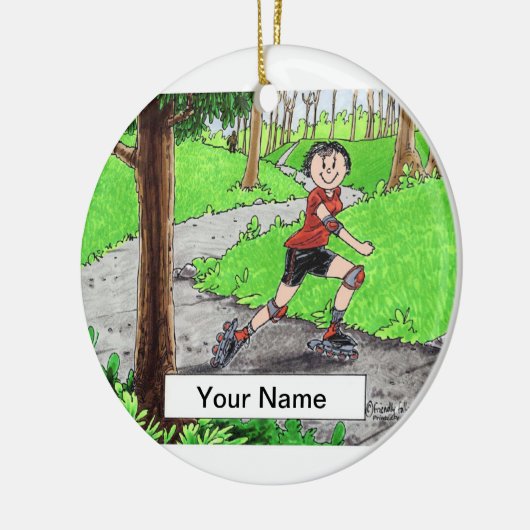 Rollerblading Keramik Ornament (Links)