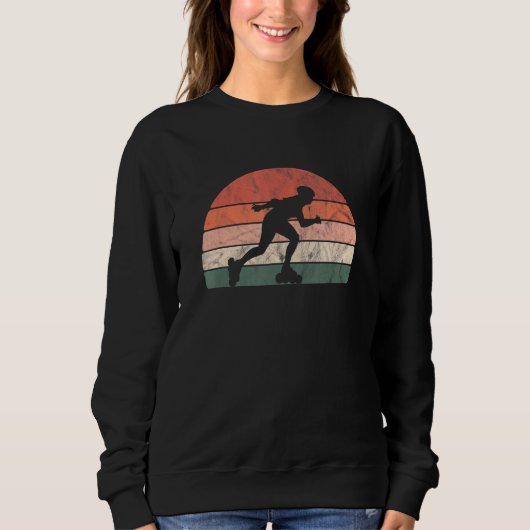 Rollerblading Pink Retro Vintag Style Sweatshirt (Vorderseite)