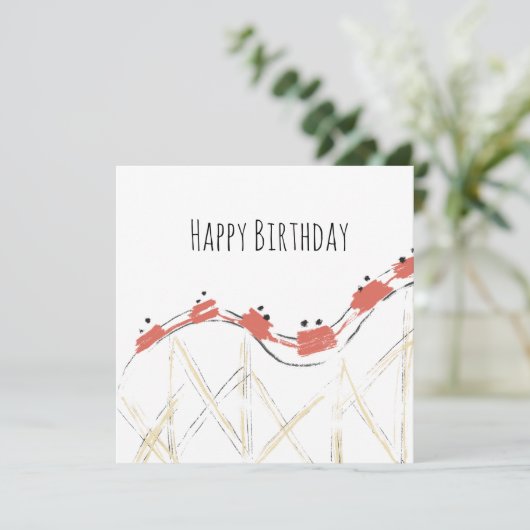 Rollercoaster Hand Drawing Geburtstag (Stehend Vorderseite)