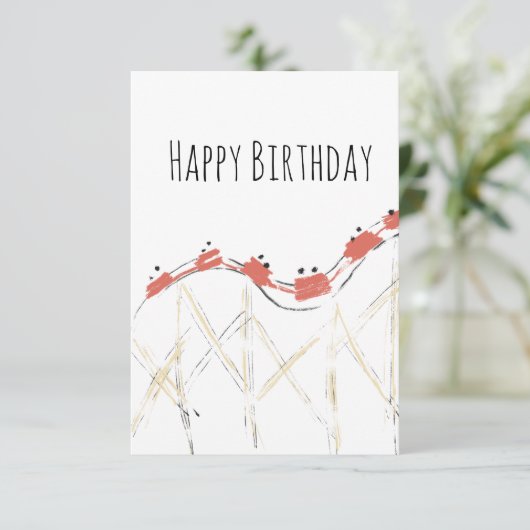 Rollercoaster Hand Drawing Geburtstag Karte (Stehend Vorderseite)