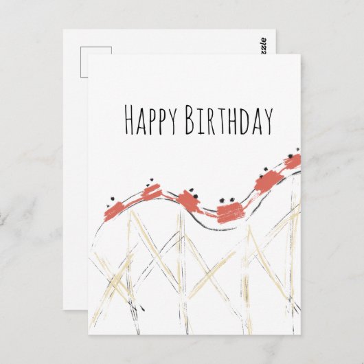 Rollercoaster Hand Drawing Geburtstag Postkarte (Vorne/Hinten)