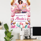 Rollercoaster Party Afroamerikanisches Begrüßungsz Poster (Heimbüro)