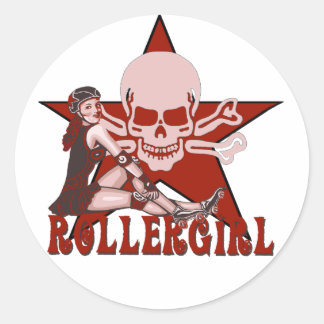 Rollergirl Pin-Up Diva Runder Aufkleber