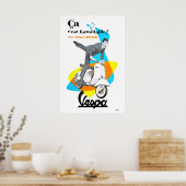 Rollerplakat Motorroller Kunst Retro-Druck Poster (Küche)