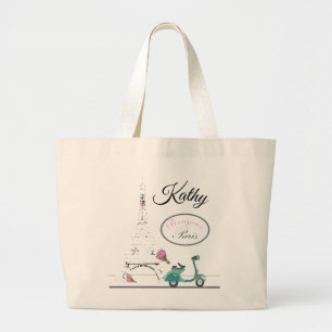 Rollerreiten hinter dem Eiffelturm Paris Jumbo Stoffbeutel